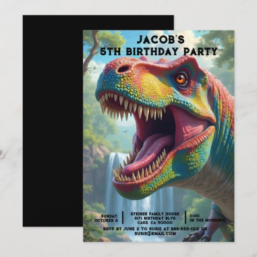 カスタマイズ可能な恐竜の年齢の誕生日パーティーの招待状 招待状 (正面/裏面)