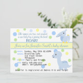 カスタマイズ可能な恐竜の男の赤ちゃんのシャワーの招待状 招待状 (スタンド正面)