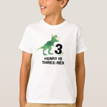 カスタマイズ可能な恐竜の誕生日Tシャツ 何歳でも