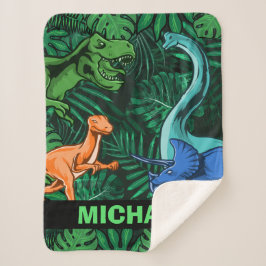 カスタマイズ可能な恐竜キッズディノジュラシックトレックスボーイ シェルパブランケット