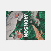 カスタマイズ可能な恐竜キッズディノジュラシックトレックスボーイ フリースブランケット (正面(横))