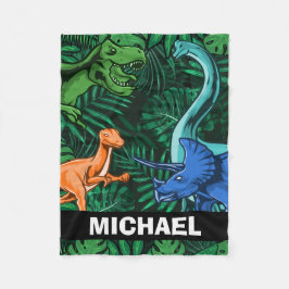 カスタマイズ可能な恐竜キッズディノジュラシックトレックスボーイ フリースブランケット