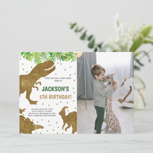 カスタマイズ可能な恐竜パーティの招待状 子供へ 招待状 (スタンド正面)