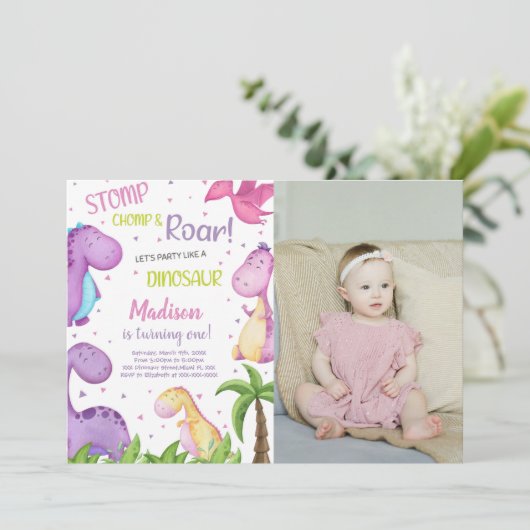 カスタマイズ可能な恐竜パーティの招待状 子供へ 招待状 (スタンド正面)