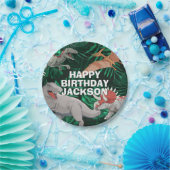 カスタマイズ可能な恐竜誕生日キッズジュラシックTrex ペーパープレート (パーティー)