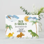 カスタマイズ可能な恐竜Tレックス誕生日 招待状 (スタンド正面)