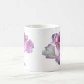 カスタマイズ可能な恵み名かわいらしピンクの花フローラ コーヒーマグカップ (中央)