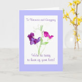 カスタマイズ可能な悔やみや弔慰カード-スイートピー カード (黄色い花)