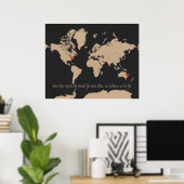 カスタマイズ可能な愛と距離のワールドマップ ポスター (ホームオフィス)