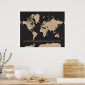 カスタマイズ可能な愛と距離のワールドマップ ポスター (キッチン)