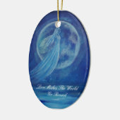 カスタマイズ可能な愛は世界を天使Oのあたりで行かせます セラミックオーナメント (左)