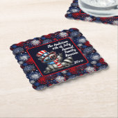 カスタマイズ可能な愛国的なラクーン7月4日パーティー ペーパーコースター (アングル)