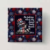 カスタマイズ可能な愛国的なラクーン7月4日パーティー 缶バッジ (正面)