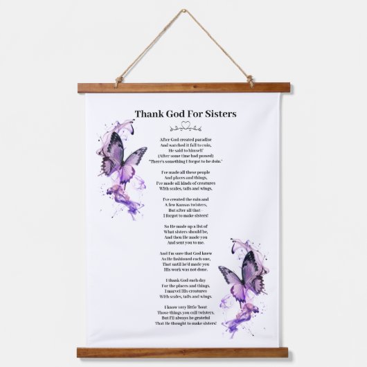 カスタマイズ可能な感謝してい蝶神のための姉妹の詩 吊り下げ型タペストリー (正面)