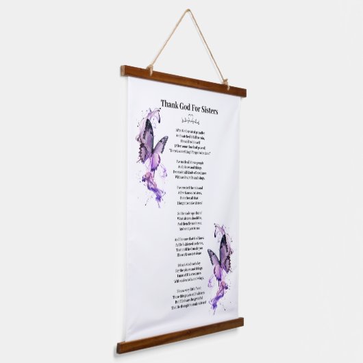 カスタマイズ可能な感謝してい蝶神のための姉妹の詩 吊り下げ型タペストリー (傾斜あり)