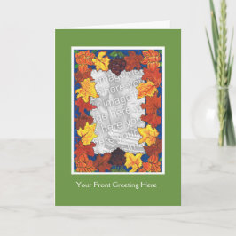 カスタマイズ可能な感謝祭の写真カード – 葉 シーズンカード