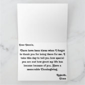 カスタマイズ可能な感謝祭の折りたたみ式グリーティングカード カード (内部)