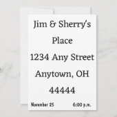 カスタマイズ可能な感謝祭の食事 招待状 (裏面)