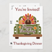 カスタマイズ可能な感謝祭の食事 招待状 (正面/裏面)