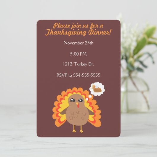 カスタマイズ可能な感謝祭トルコ 招待状 (スタンド正面)