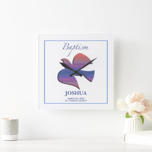 カスタマイズ可能な成人向け洗礼鳩 スクエア壁時計 (ホーム)