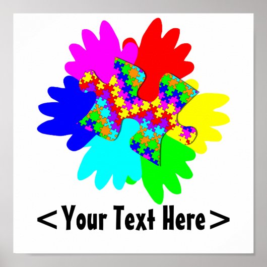 カスタマイズ可能な手とパズルパズル片 ポスター (正面)