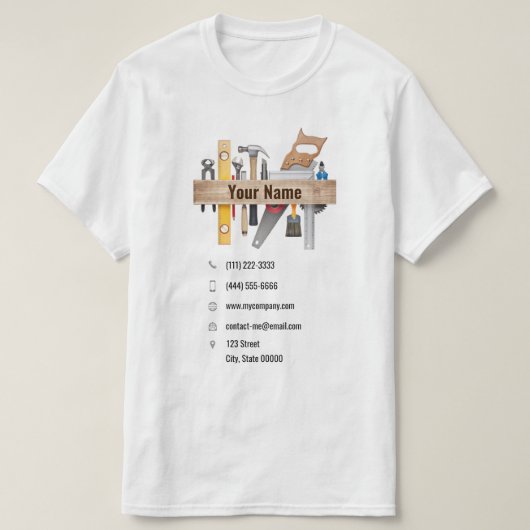 カスタマイズ可能な手作り大工の道具 Tシャツ (デザイン正面)