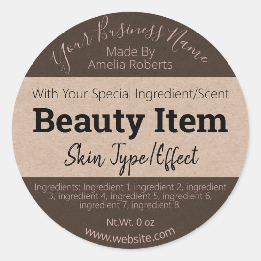 カスタマイズ可能な手作り気にスキンラベルDIYビジネス ラウンドシール (正面)