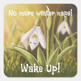 カスタマイズ可能な手描きスノードロップフローラ スクエアシール