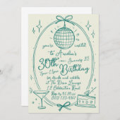 カスタマイズ可能な手書きの30歳の誕生日招待状 招待状 (正面/裏面)