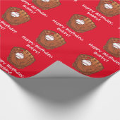 カスタマイズ可能な手袋のハッピーバースデーの名前の野球 ラッピングペーパー (角)