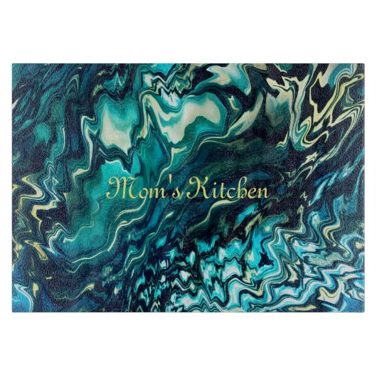 カスタマイズ可能な抽象芸術アクアターコイズ切削ボード カッティングボード (正面)