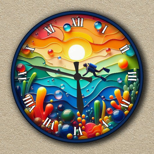 カスタマイズ可能な抽象芸術水中アドベンチャー ラウンド壁時計