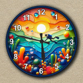 カスタマイズ可能な抽象芸術水中アドベンチャー ラウンド壁時計