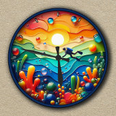 カスタマイズ可能な抽象芸術水中アドベンチャー ラウンド壁時計