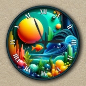 カスタマイズ可能な抽象芸術鮮やか海 ラウンド壁時計