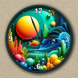 カスタマイズ可能な抽象芸術鮮やか海 ラウンド壁時計