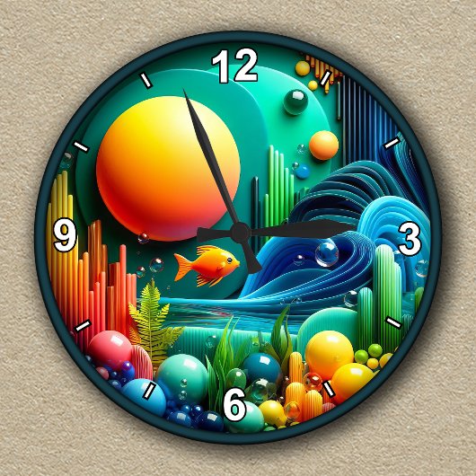 カスタマイズ可能な抽象芸術鮮やか海 ラウンド壁時計