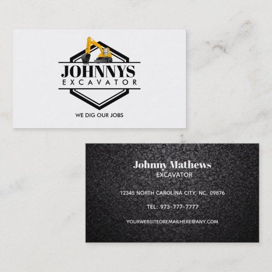 カスタマイズ可能な掘削機の名刺 名刺 (正面/裏面)