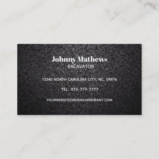 カスタマイズ可能な掘削機の名刺 名刺 (裏面)