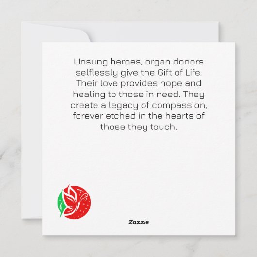 カスタマイズ可能な提供ライフバタフライドナー認識度 シーズンカード (裏面)