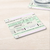 カスタマイズ可能な搭乗券 スクエアペーパーコースター (アングル)