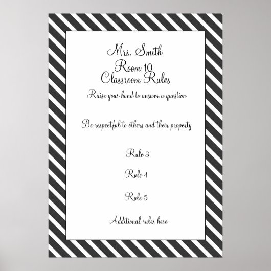カスタマイズ可能な教室のルールポスター ポスター (正面)