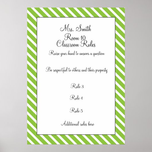 カスタマイズ可能な教室のルールポスター ポスター (正面)