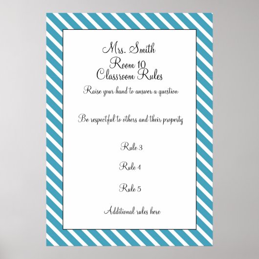 カスタマイズ可能な教室のルールポスター ポスター (正面)