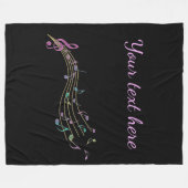 カスタマイズ可能な文字が付いているカラフルな音楽ノート フリースブランケット (正面(横))