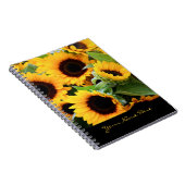 カスタマイズ可能な文字が付いているヒマワリの螺線形ノート ノートブック (右側)