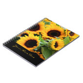 カスタマイズ可能な文字が付いているヒマワリの螺線形ノート ノートブック (左側)