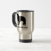 カスタマイズ可能な文字が付いているボルゾイのシルエット トラベルマグ (正面左)