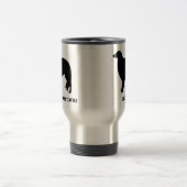カスタマイズ可能な文字が付いているボルゾイのシルエット トラベルマグ (中央)